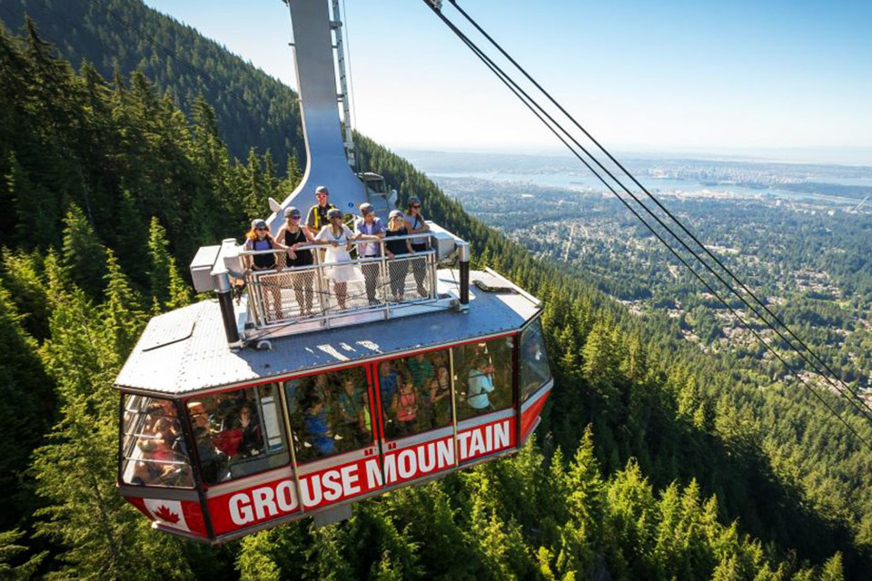 Take the aerial tram for a special view of the city. Photo courtesy of Grouse Mountain