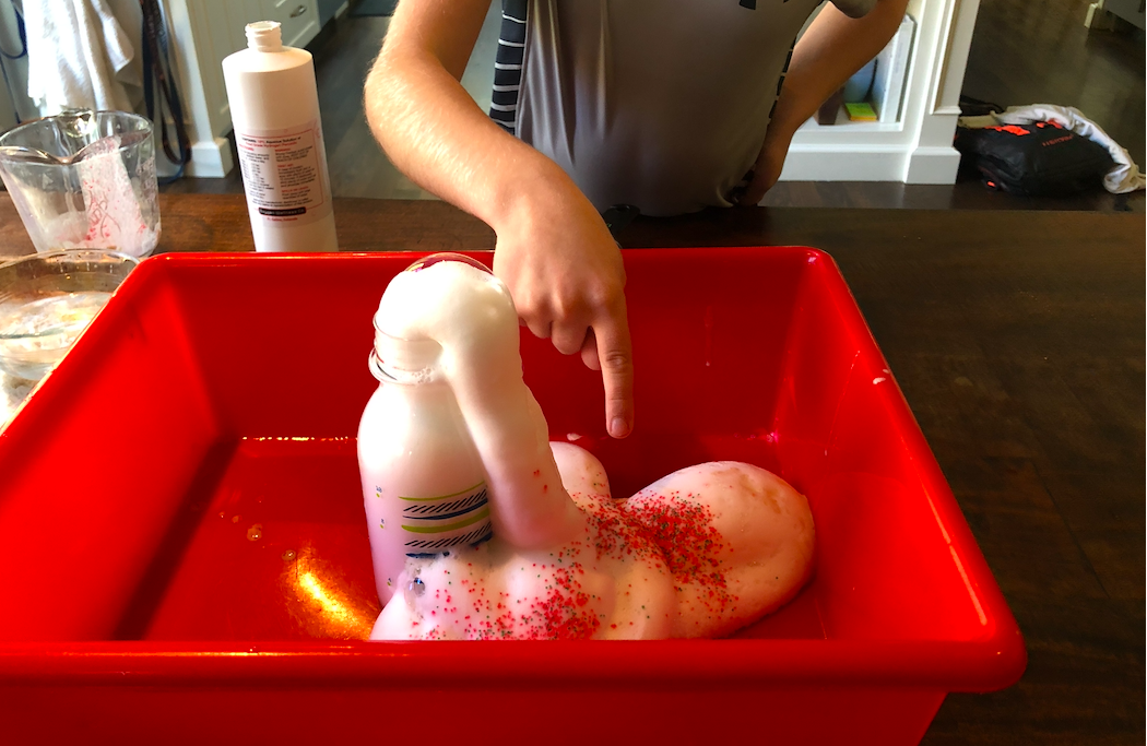 Keep Rudolph's teeth clean with this Christmas science experiment.